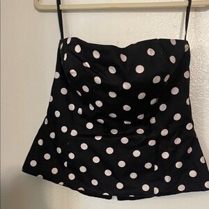 White House Black Market Strapless Polka Dot Top